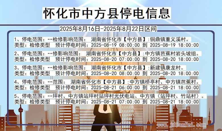 怀化中方停电通知 湖南省怀化中方停电通知