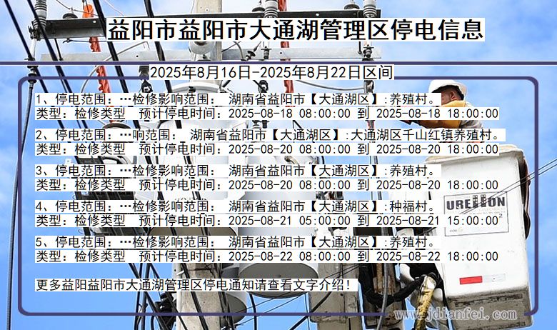 益阳益阳市大通湖管理停电通知 湖南省益阳益阳市大通湖管理停电通知