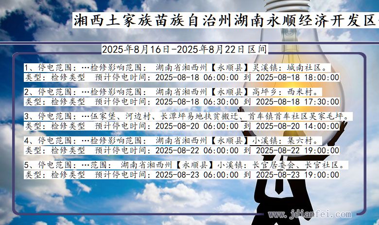 湖南省湘西湖南永顺经济开发停电通知