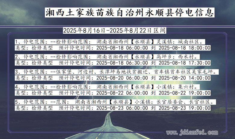 湖南省湘西永顺停电通知