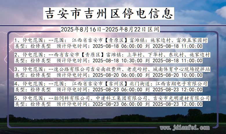 吉安吉州停电通知 江西省吉安吉州停电通知