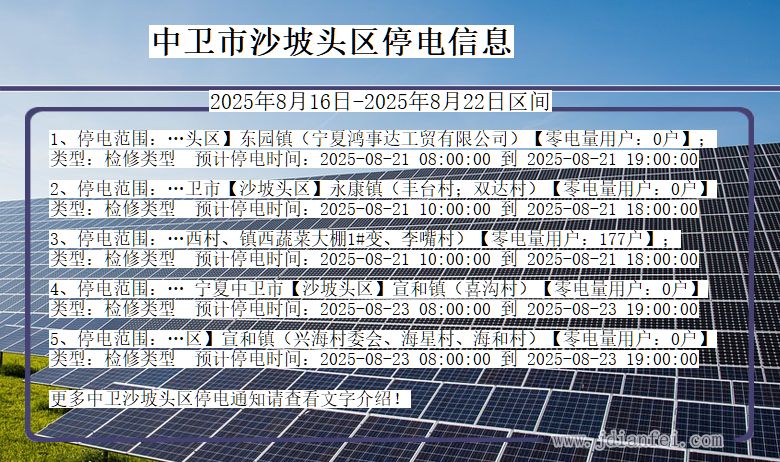 宁夏回族自治区中卫沙坡头停电通知
