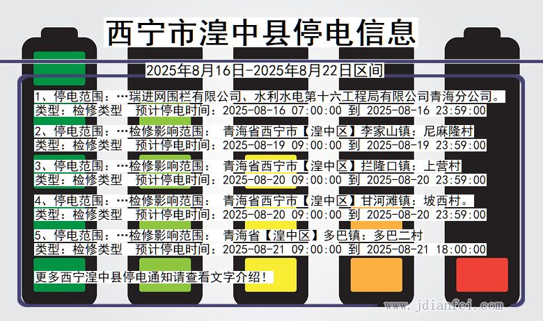 青海省西宁湟中停电通知