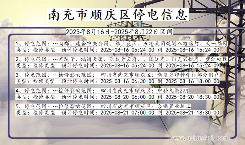 四川省南充顺庆停电通知
