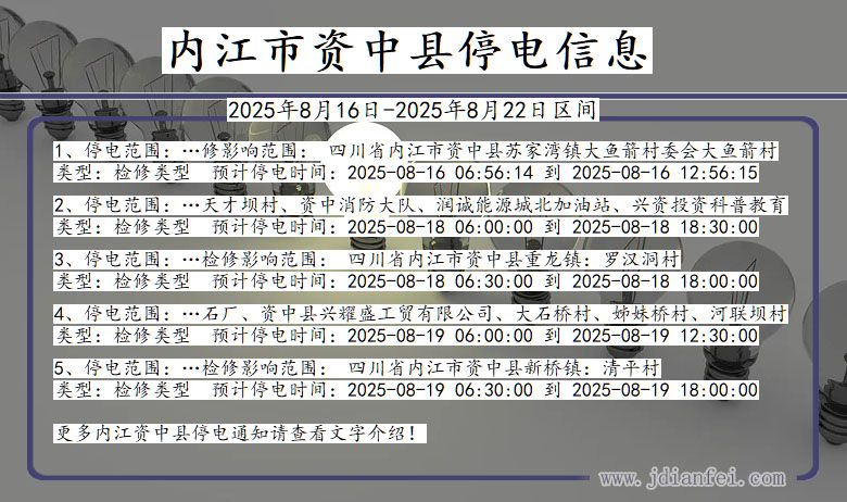 四川省内江资中停电通知