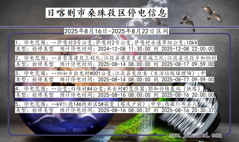 西藏自治区日喀则桑珠孜停电通知