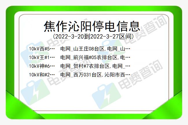 河南焦作沁阳停电信息