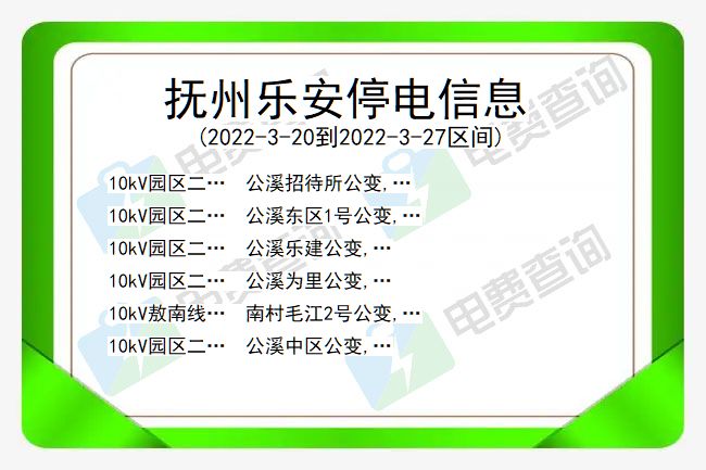 江西抚州乐安停电信息
