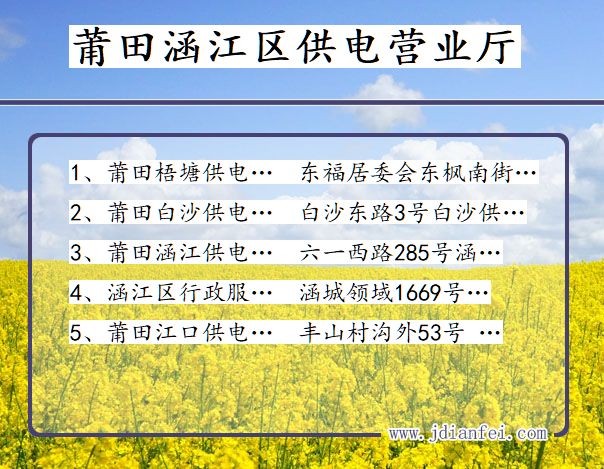 莆田市涵江区供电公司营业厅 福建省莆田市涵江区供电营业厅