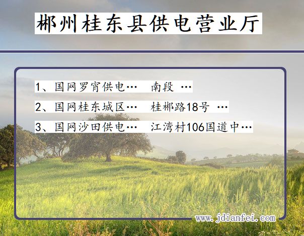 郴州市桂东县供电公司营业厅 湖南省郴州市桂东县供电营业厅