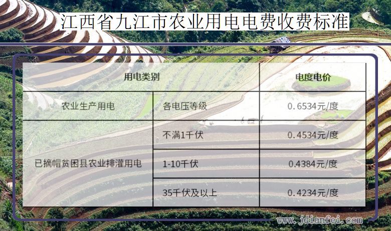 江西省九江市农业生产多少钱一度