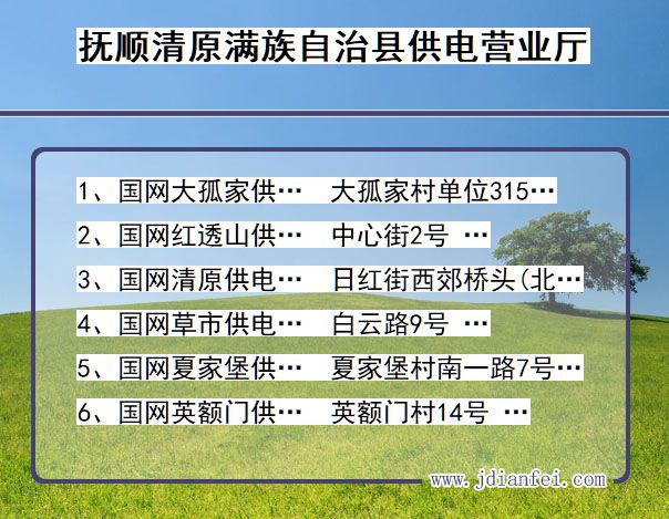 抚顺市清原满族自治县供电公司营业厅 辽宁省抚顺市清原满族自治县供电营业厅