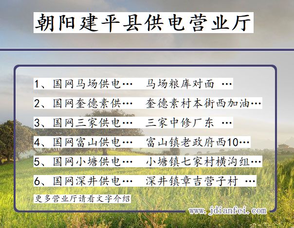 朝阳市建平县供电公司营业厅 辽宁省朝阳市建平县供电营业厅