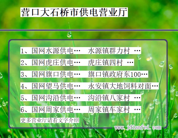 营口市大石桥市供电公司营业厅 辽宁省营口市大石桥市供电营业厅