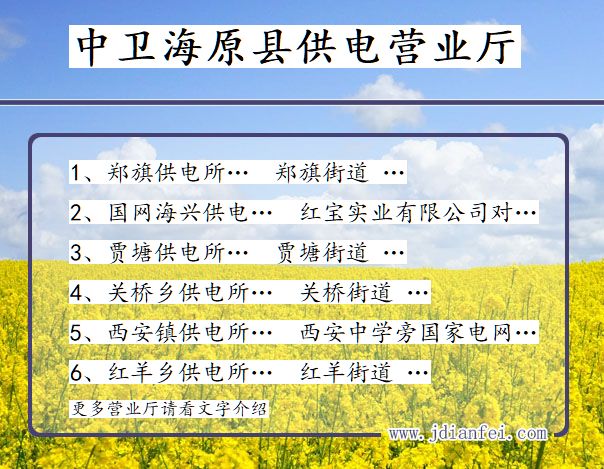 中卫市海原县供电公司营业厅 宁夏回族自治区中卫市海原县供电营业厅