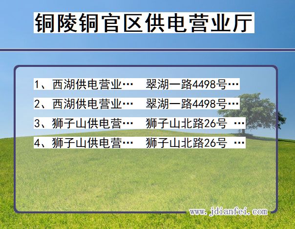 铜陵市铜官区供电公司营业厅 安徽省铜陵市铜官区供电营业厅