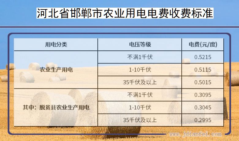 河北省邯郸市农业生产多少钱一度