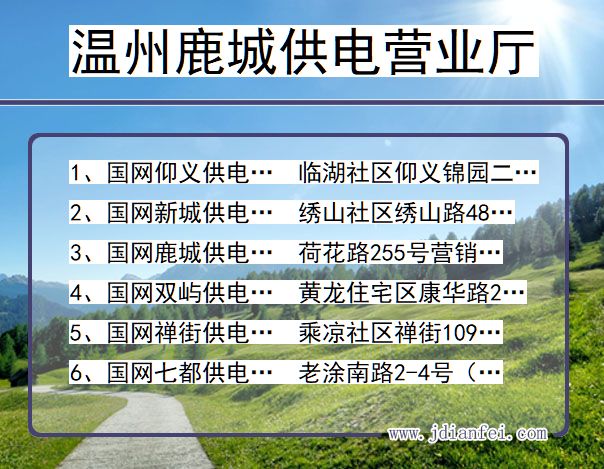 温州鹿城供电公司营业厅 浙江温州鹿城供电营业厅