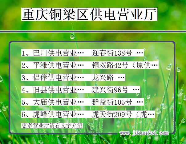 重庆市铜梁区供电公司营业厅 重庆市重庆市铜梁区供电营业厅