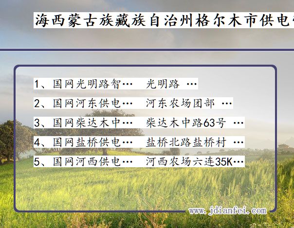 海西蒙古族藏族自治州格尔木市供电公司营业厅 青海省海西蒙古族藏族自治州格尔木市供电营业厅