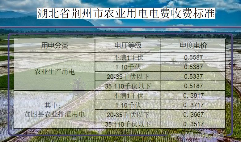 湖北省荆州市农业生产多少钱一度